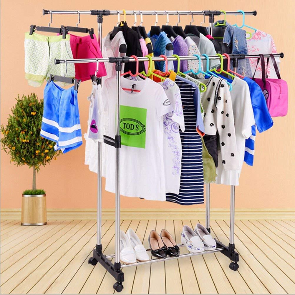 Single-bar Heavy Duty Adjustable Clothing Garment Rolling Scalable Rack